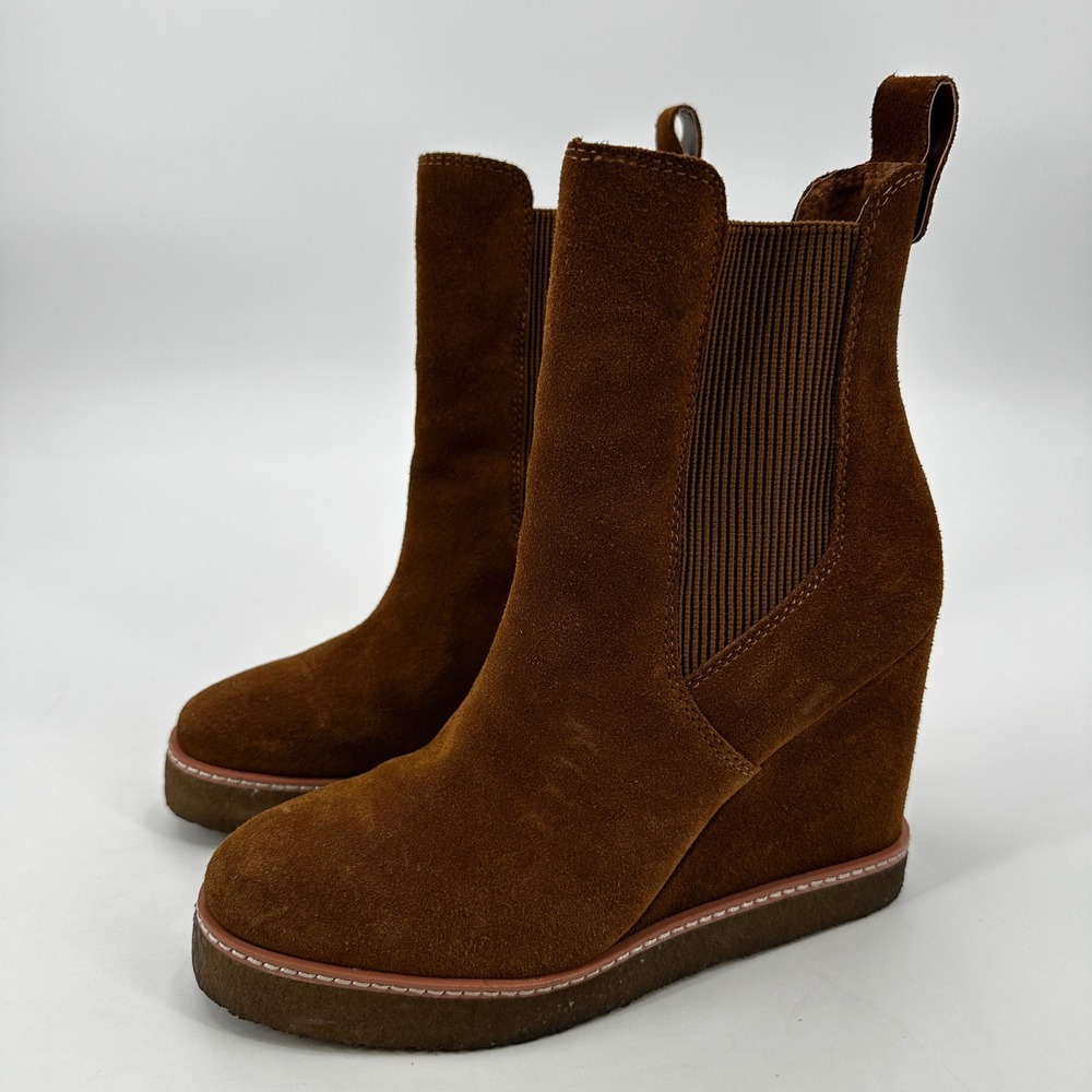 Steve Madden Brown Suede Wedge Morris Booties Ankle Boots Platform Streetwear